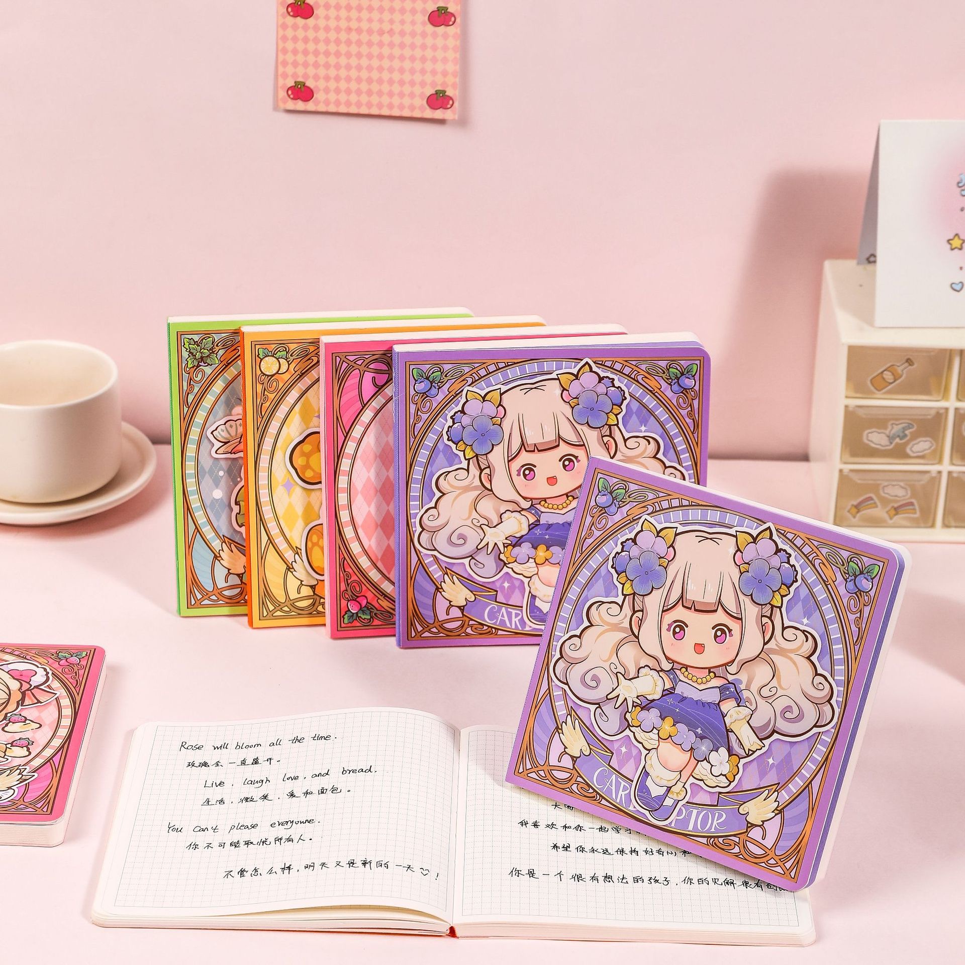 Rabito, a cute magical girl, square-shaped notebook, a student notebook with a high level of appearance, a note-taking grid notebook Specification image