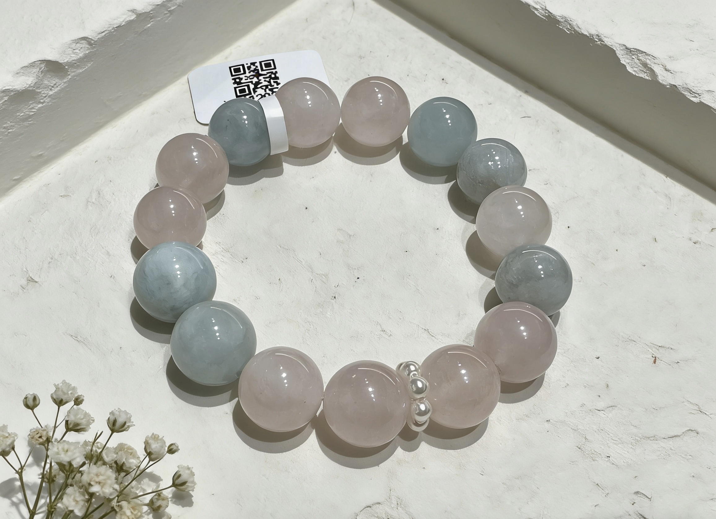 清新温柔风粉蓝水晶手链 小众不撞款精致百搭首饰