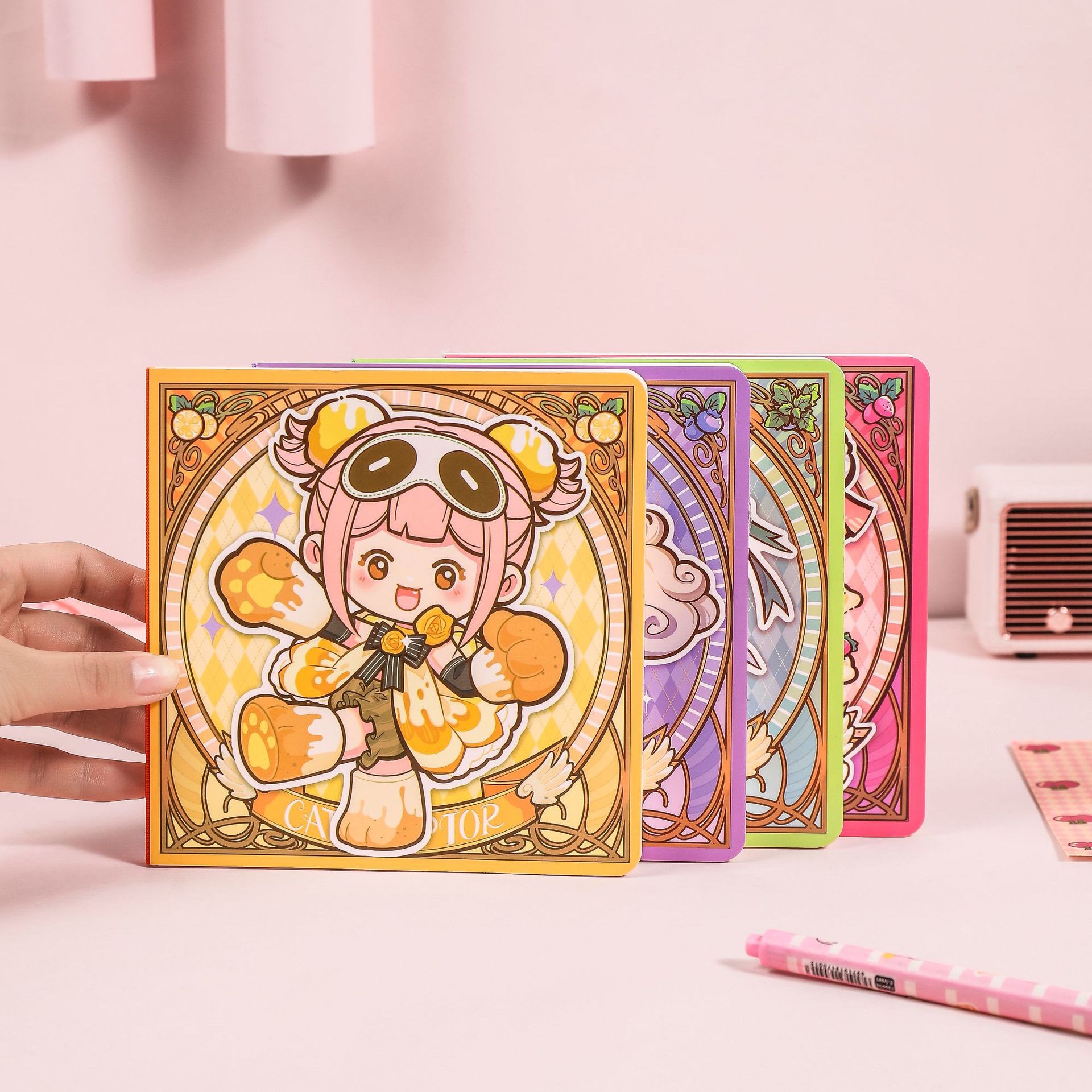 Rabito, a cute magical girl, square-shaped notebook, a student notebook with a high level of appearance, a note-taking grid notebook Application Scenario