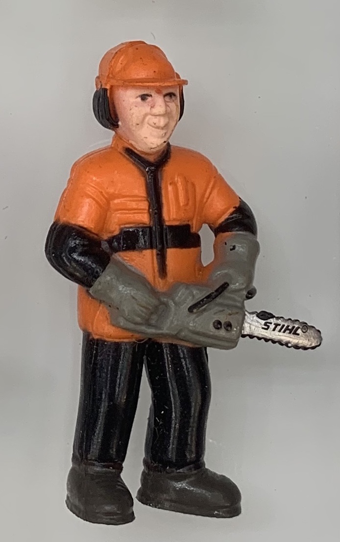 微景观仿真静态小号人偶模型 手持电锯的伐木工人摆件钥匙环公仔散货迷你头盔安全帽钥匙挂链 流行挂件创意实用小礼品详情图2