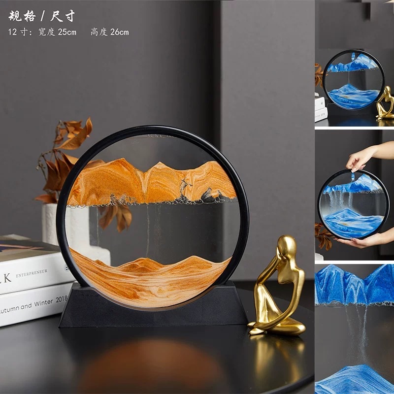Creative 3D flowing sand painting ornaments, TV cabinet, wine cabinet, living room table decoration, artistic hourglass, light luxury gift, home flowing water ornaments detail image 1