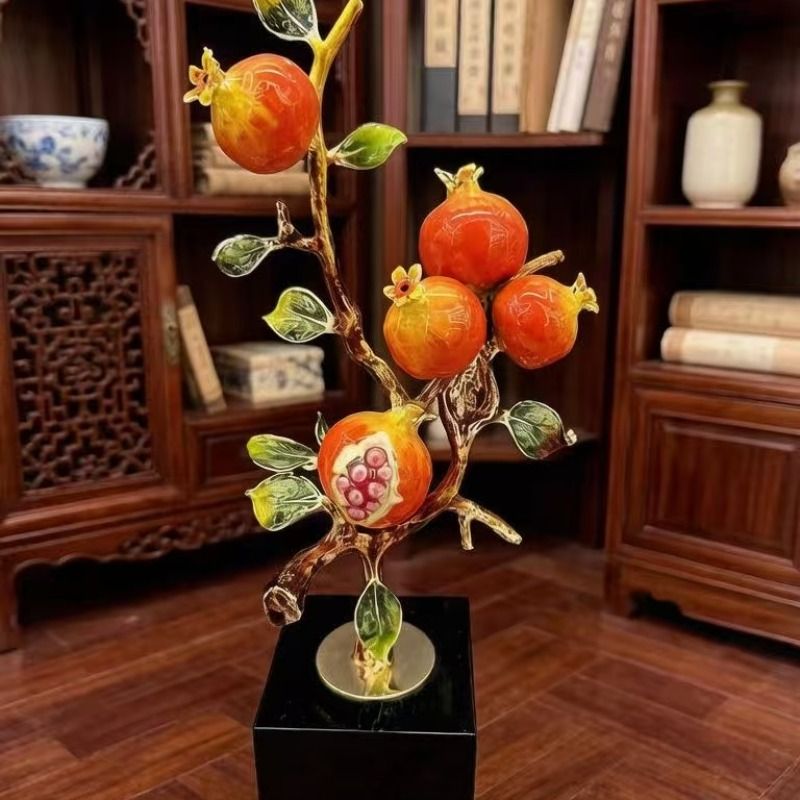 元宝·双生石榴艺术摆件 | 釉彩与鎏金 家居装饰工艺品产品图