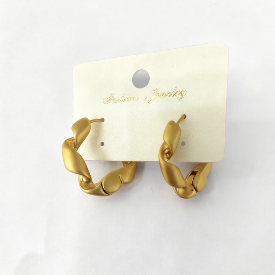 「轻奢几何系列」哑光金质感耳环套装——不规则水滴/扭结/C型珠圈/层叠设计，百搭通勤#耳钉#饰品#四爪耳钉#ccb细节图