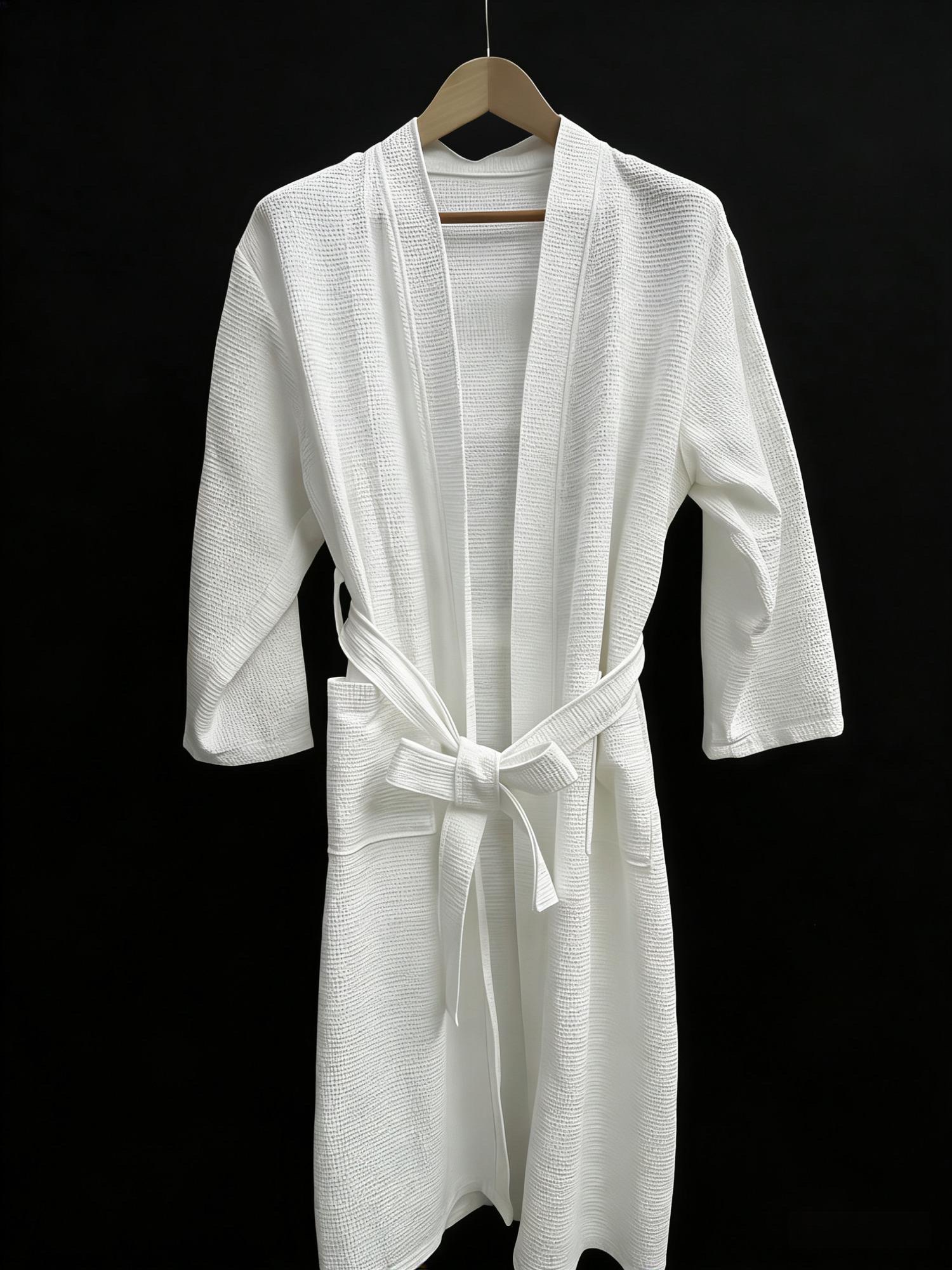 酒店用品布草，纯棉华夫格浴袍，酒店专用，浴袍透气柔软吸水性好详情图3