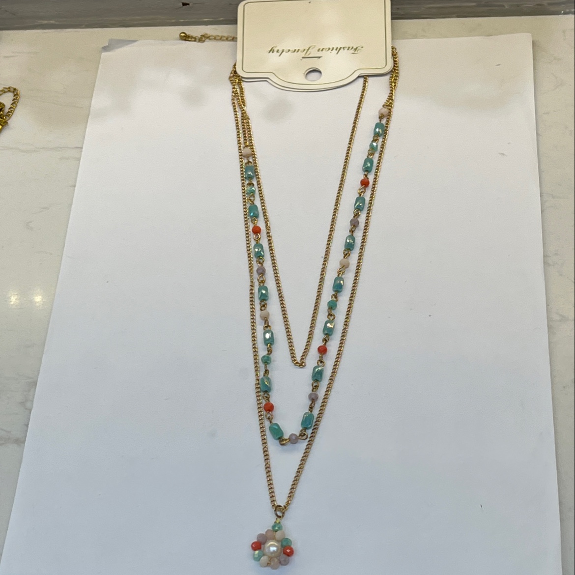 流行饰品水晶珠多条套项链详情图1