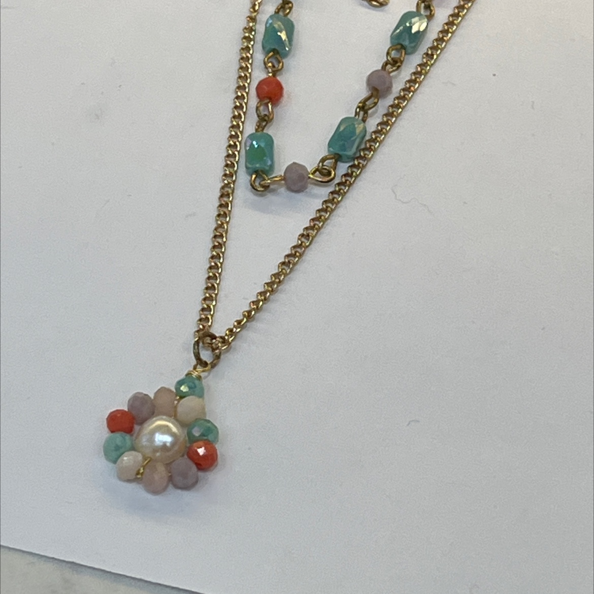 流行饰品水晶珠多条套项链细节图