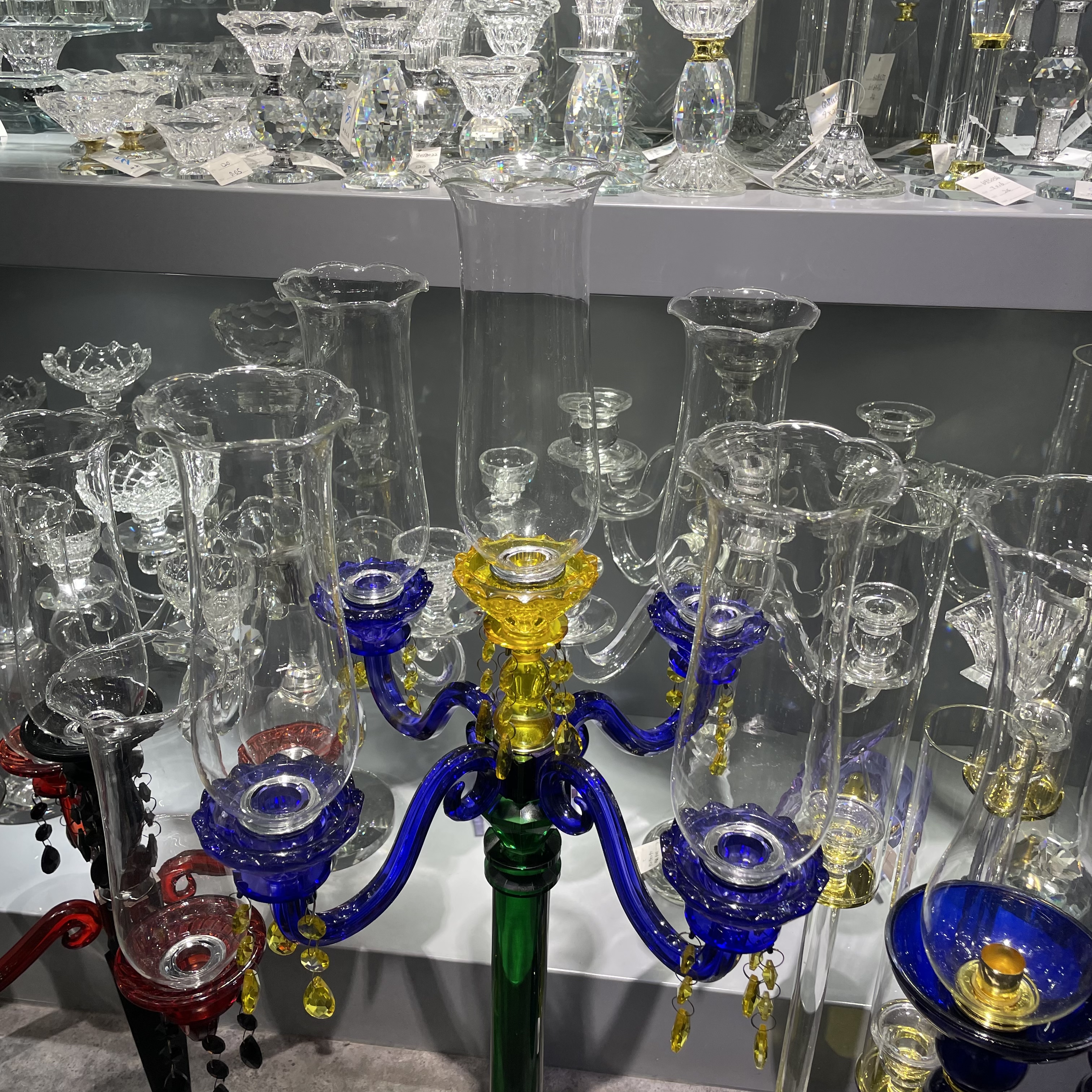 彩色水晶烛台水晶灯饰配件水晶摆件