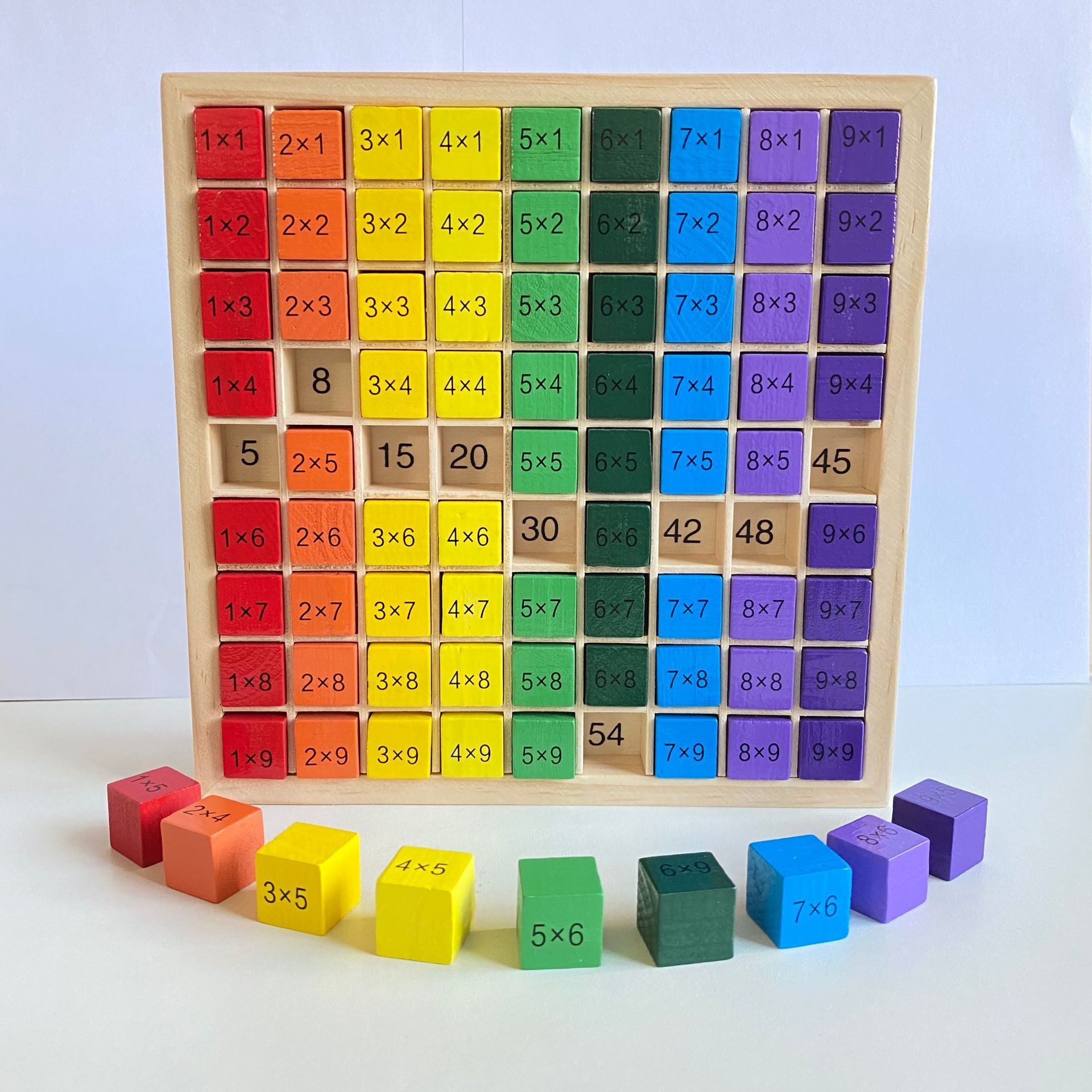 木制九九乘法口诀表二年级儿童木质早教益智玩具教具 99运算表白底实物图