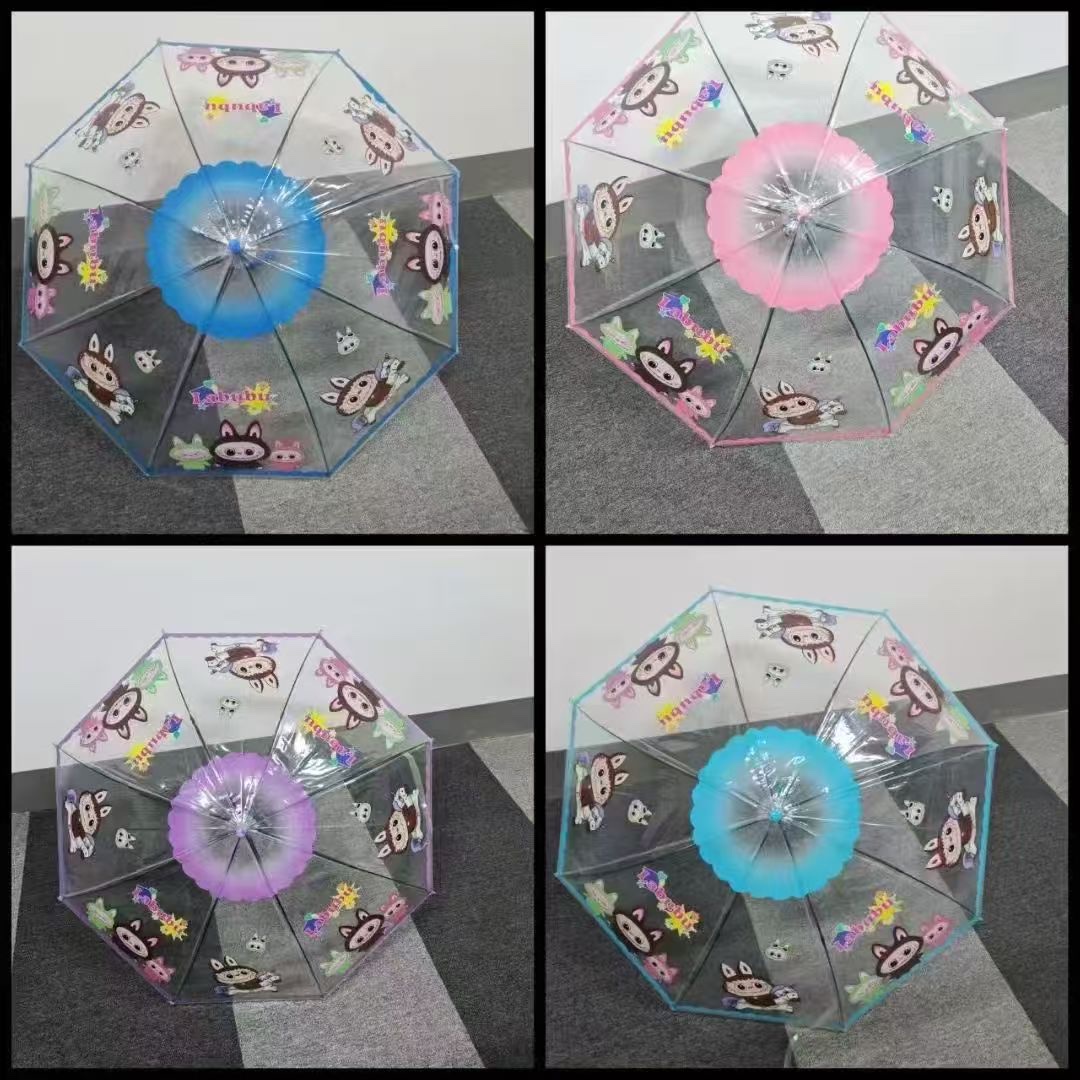 儿童雨伞50公分铁架POE面料塑料手柄防雨防晒白底实物图