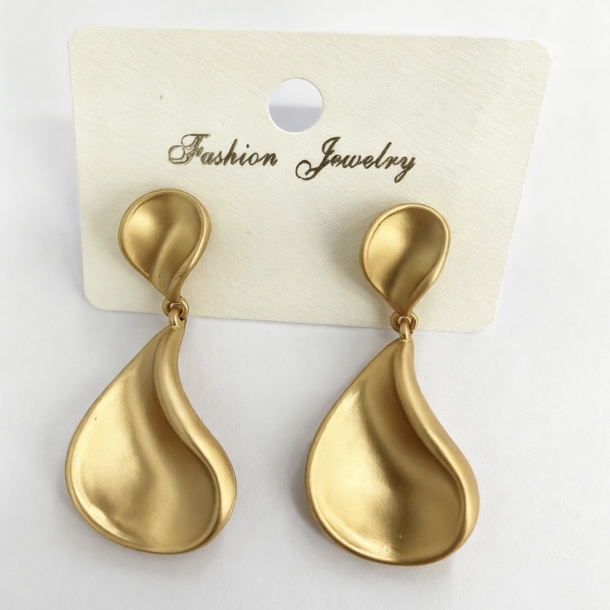 「轻奢几何系列」哑光金质感耳环套装——不规则水滴/扭结/C型珠圈/层叠设计，百搭通勤#耳钉#饰品#四爪耳钉#ccb详情图5