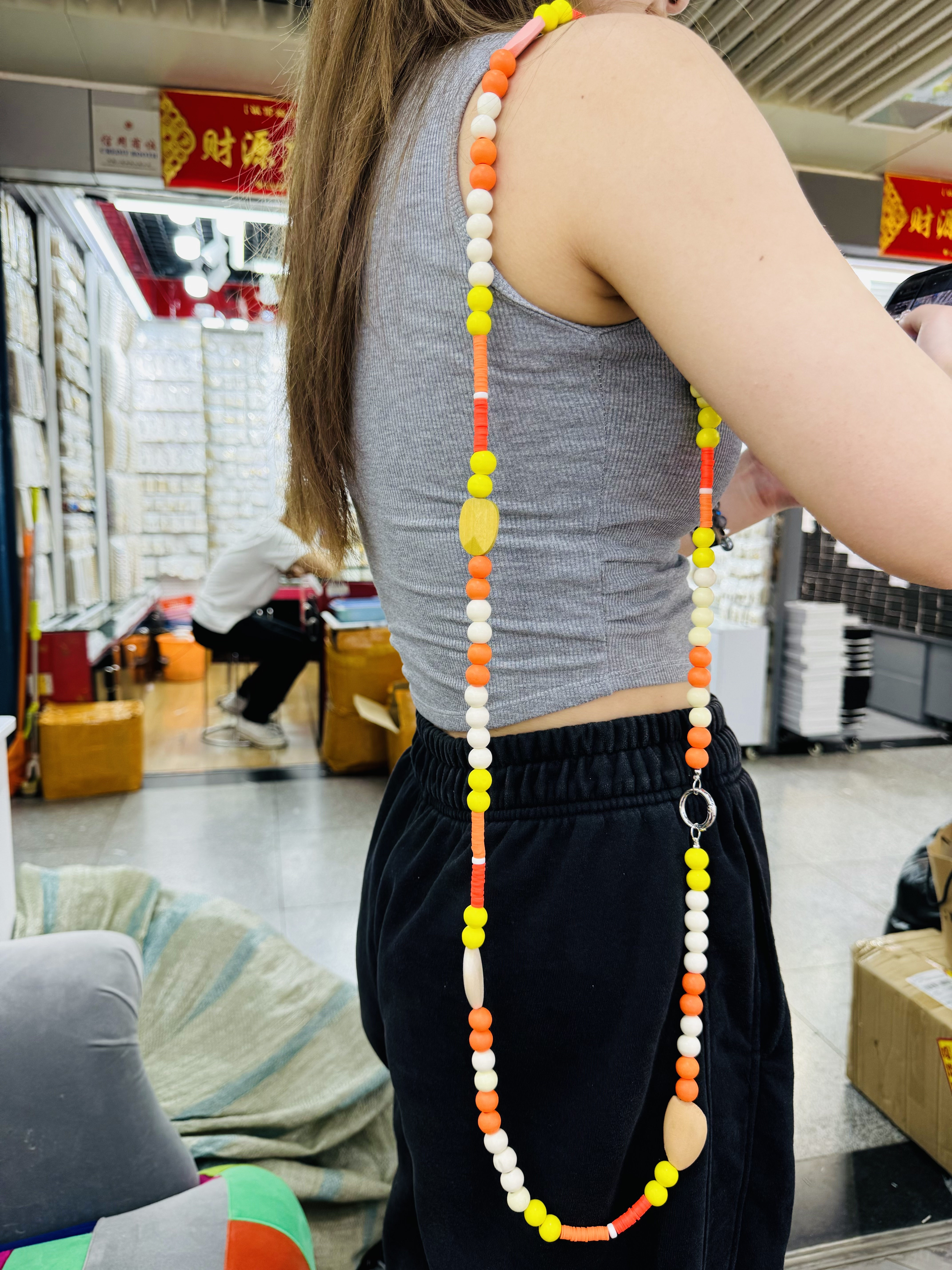 Mobile phone chain, crossbody mobile phone chain, mobile phone pendant, bag chain, bead chain, dopamine, Dongdaemun, South Korea, mobile phone pendant, accessory, DIY accessory details Picture