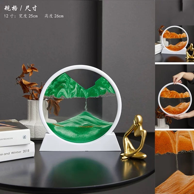 Creative 3D flowing sand painting ornaments, TV cabinet, wine cabinet, living room table decoration, artistic hourglass, light luxury gift, home flowing water ornaments detail image 6
