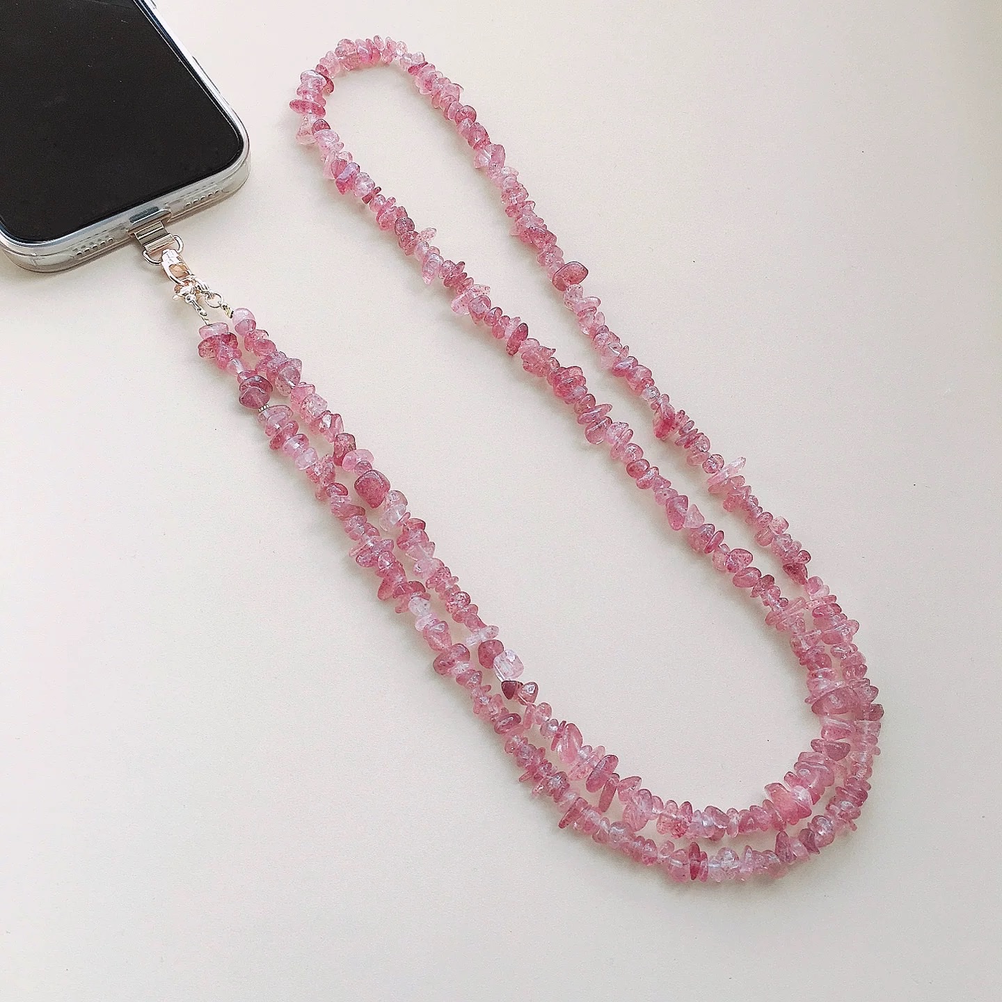 天然石手机链手机挂件斜挎手机链包链装饰链石头珠子饰品配件DIY饰品手工