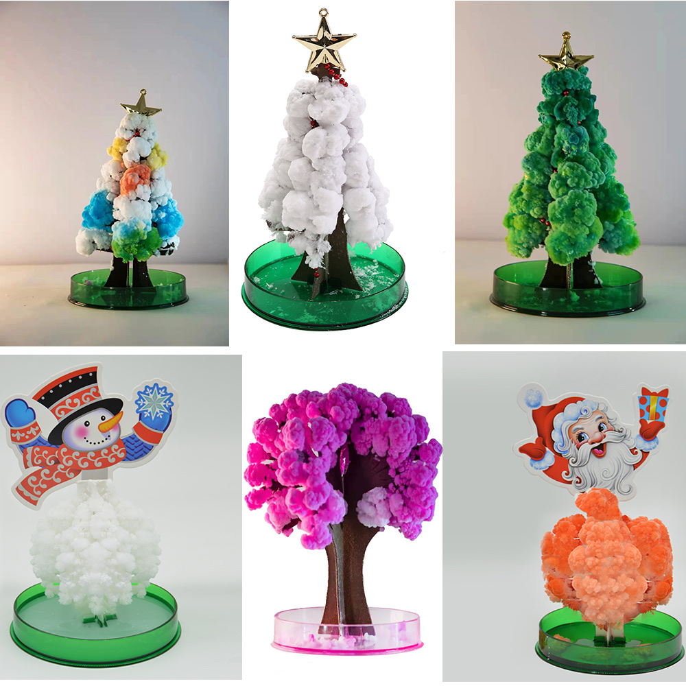 儿童神奇魔法生长结晶玩具遇水会开花的纸树节日礼物，圣诞节樱花节