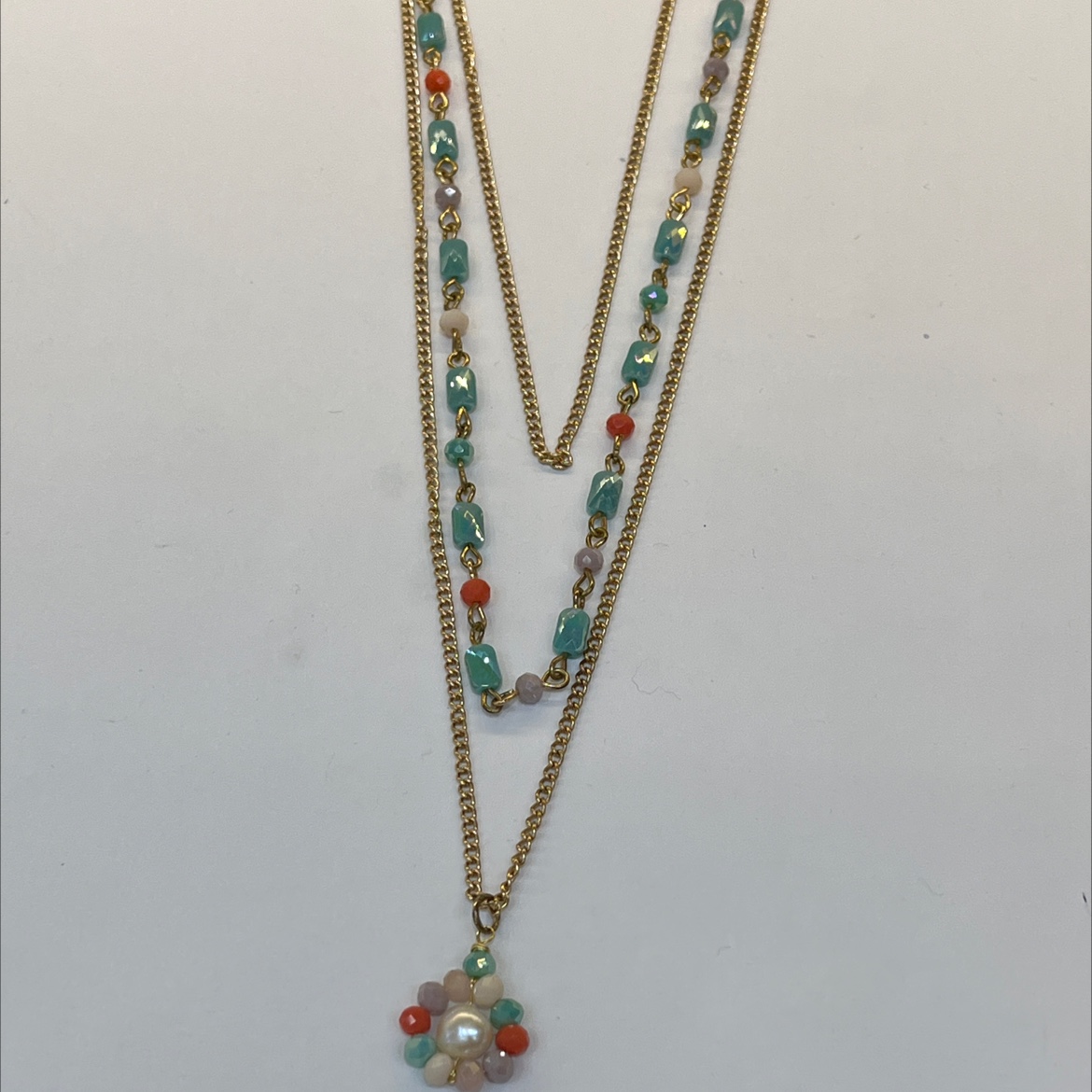 流行饰品水晶珠多条套项链产品图