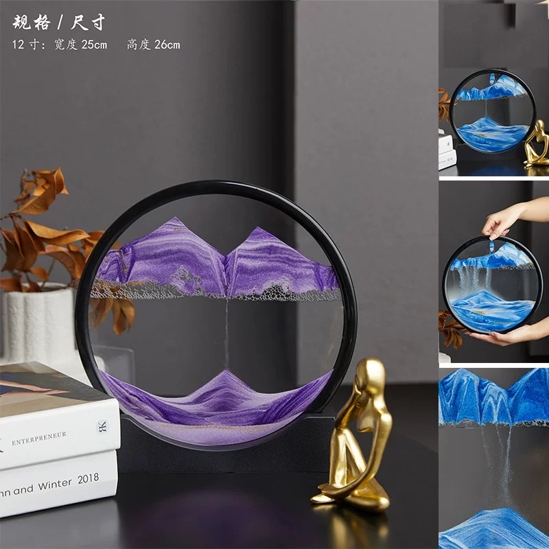 Creative 3D flowing sand painting ornaments, TV cabinet, wine cabinet, living room table decoration, artistic hourglass, light luxury gift, home flowing water ornaments detail image 2