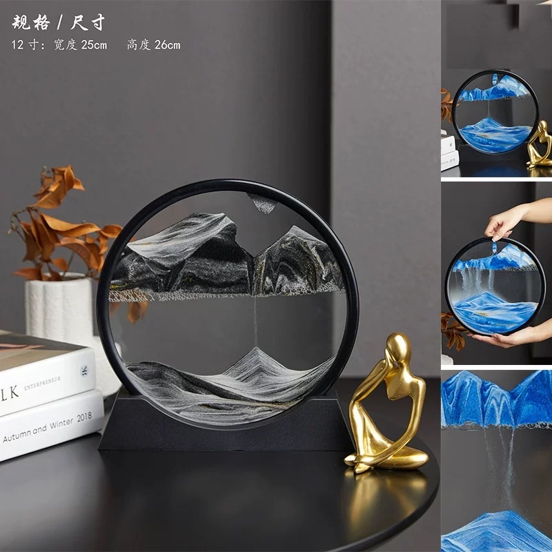 Creative 3D flowing sand painting ornaments, TV cabinet, wine cabinet, living room table decoration, artistic hourglass, light luxury gift, home flowing water ornaments detail image 4