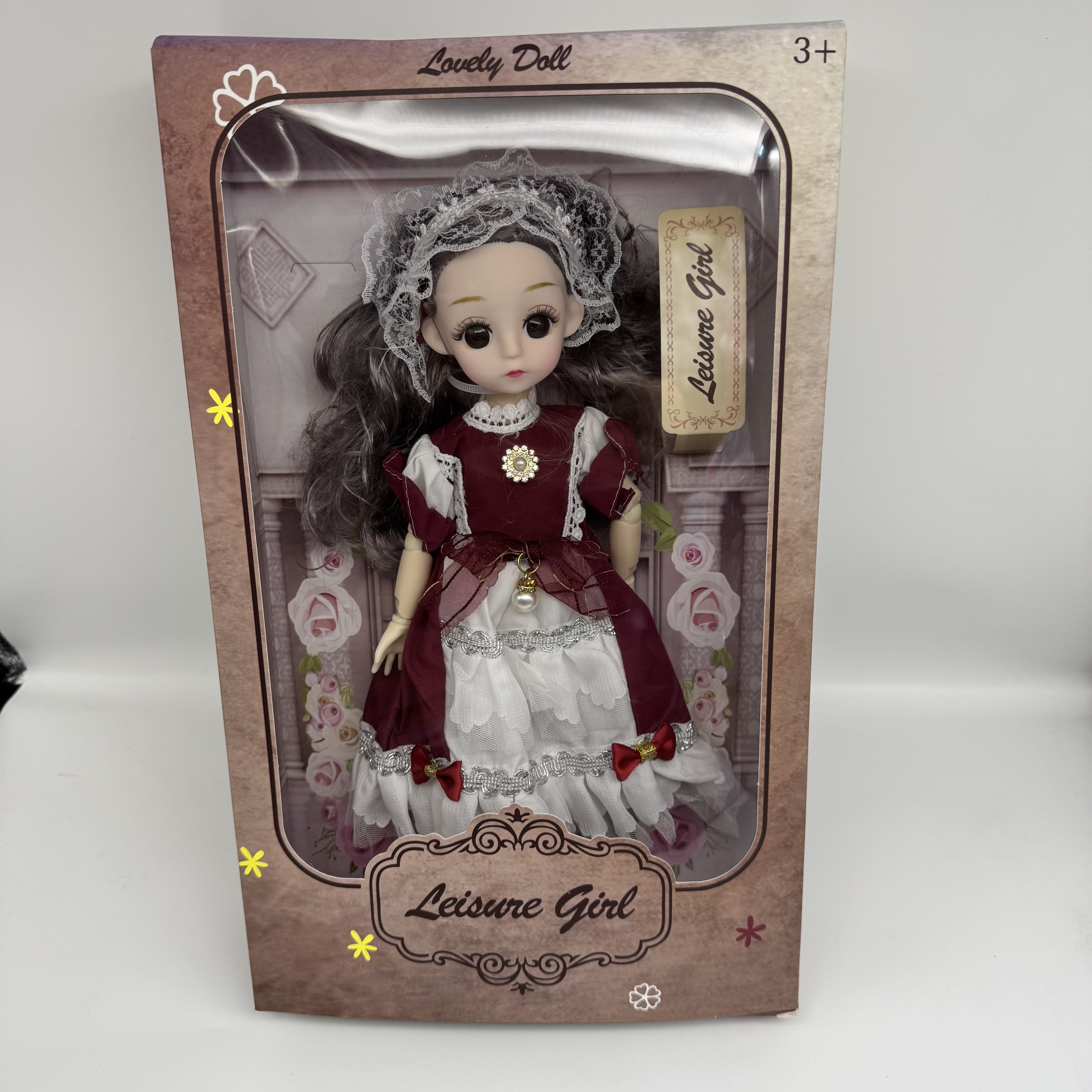 活动关节十二寸娃娃 盒装 礼盒包装 玻璃眼睛2白底实物图