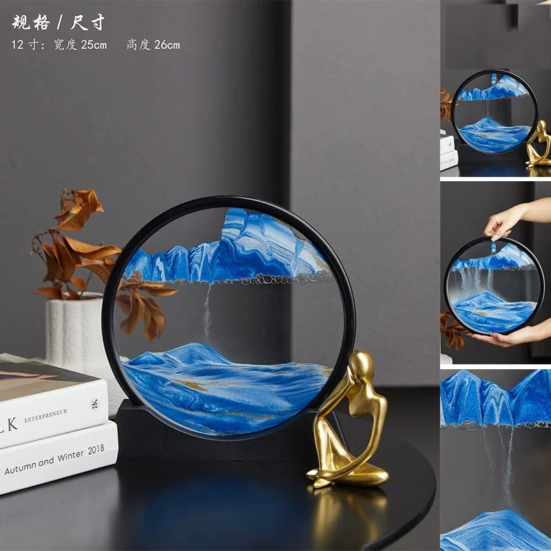 Creative 3D flowing sand painting ornaments, TV cabinet, wine cabinet, living room table decoration, artistic hourglass, light luxury gift, home flowing water ornaments detail image 5