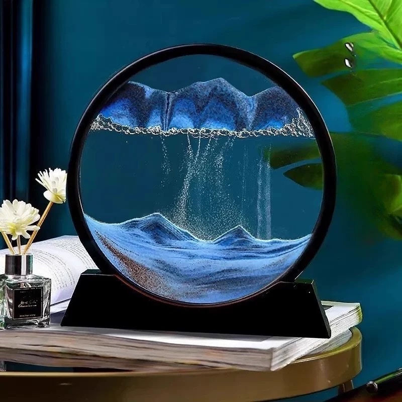 流沙画沙漏艺术摆件酒柜电视柜客厅玄关装饰品生日礼物七夕送女生流水摆件白底实物图