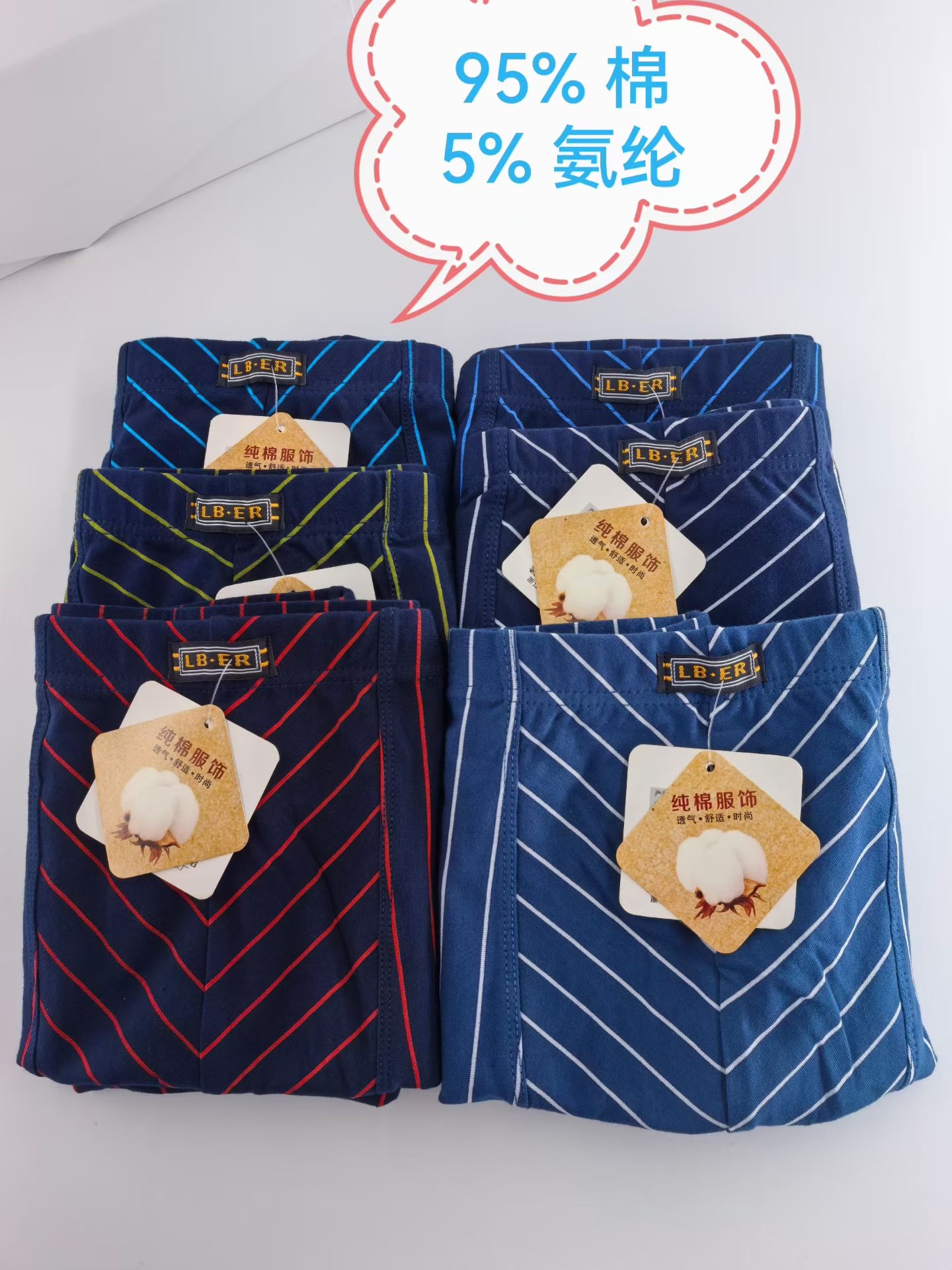 Men's pure cotton breathable underpants with 3D anti-slip design, comfortable and not tight on the body Specification image