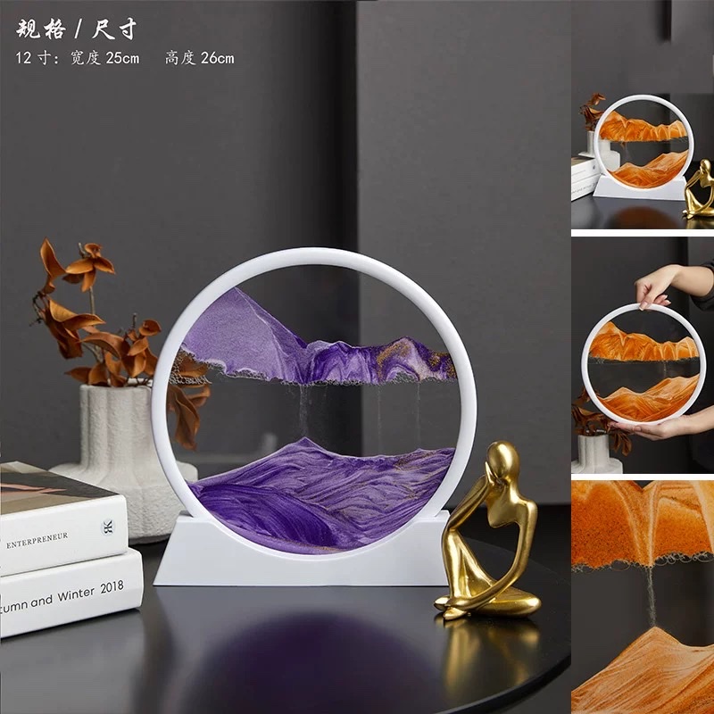 Creative 3D flowing sand painting ornaments, TV cabinet, wine cabinet, living room table decoration, artistic hourglass, light luxury gift, home flowing water ornaments detail image 9
