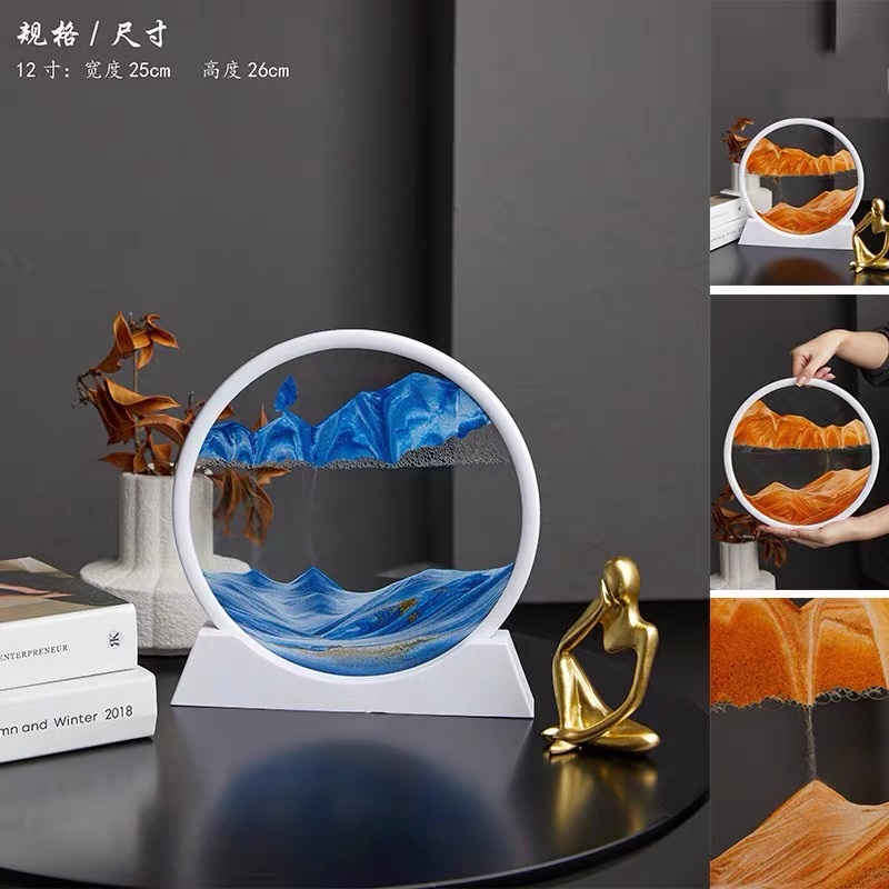 Creative 3D flowing sand painting ornaments, TV cabinet, wine cabinet, living room table decoration, artistic hourglass, light luxury gift, home flowing water ornaments detail image 11