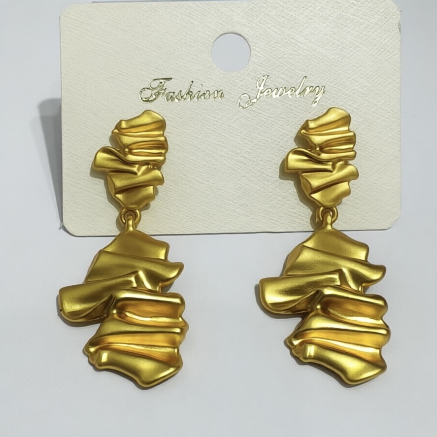 「轻奢几何系列」哑光金质感耳环套装——不规则水滴/扭结/C型珠圈/层叠设计，百搭通勤#耳钉#饰品#四爪耳钉#ccb详情图1