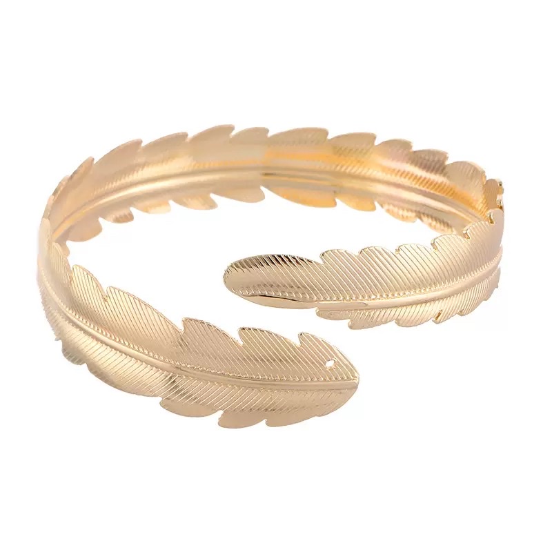 跨境不锈钢手镯轻奢高级感简约缠绕不规则手环18K金开口臂环臂镯 产品图
