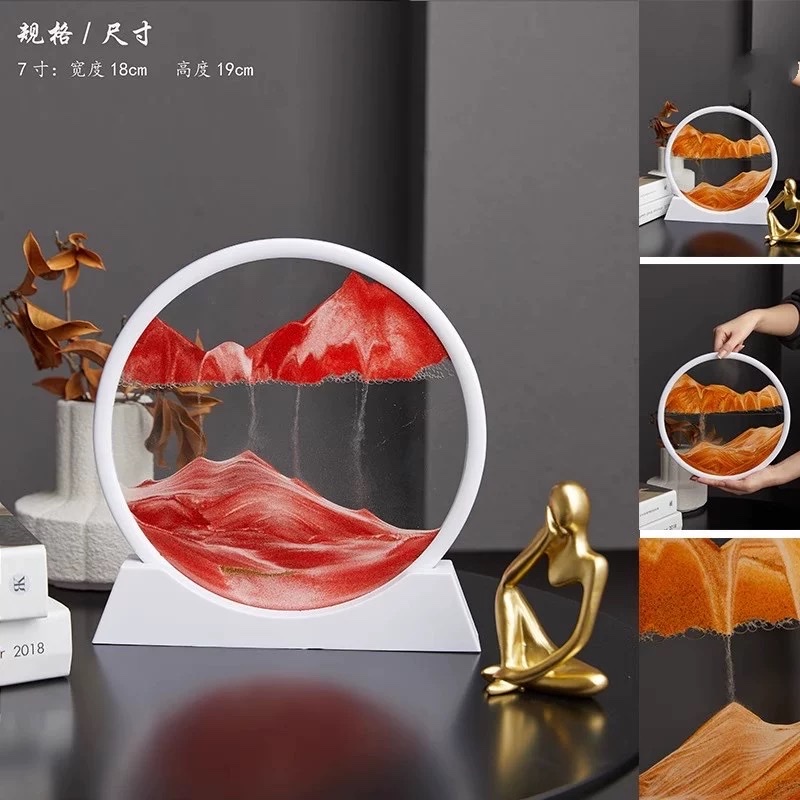 Creative 3D flowing sand painting ornaments, TV cabinet, wine cabinet, living room table decoration, artistic hourglass, light luxury gift, home flowing water ornaments detail image 8