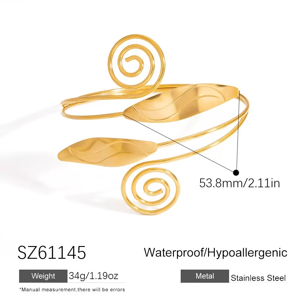 Cross-border stainless steel bracelet, light luxury and high-end feel, simple winding irregular bracelet, 18K gold open arm band, arm bracelet, silicone bracelet, silicone bracelet Item Picture