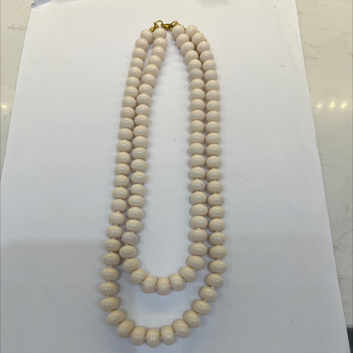 时尚流行多条套米白色玻璃珠不锈钢项链