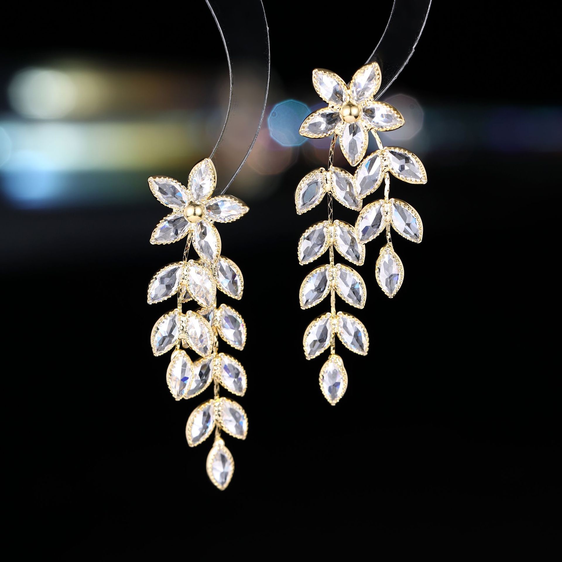 时尚锆石流苏耳环 经典百搭小众设计