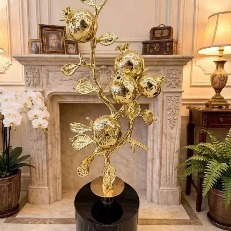 元宝·双生石榴艺术摆件 | 釉彩与鎏金 家居装饰工艺品细节图