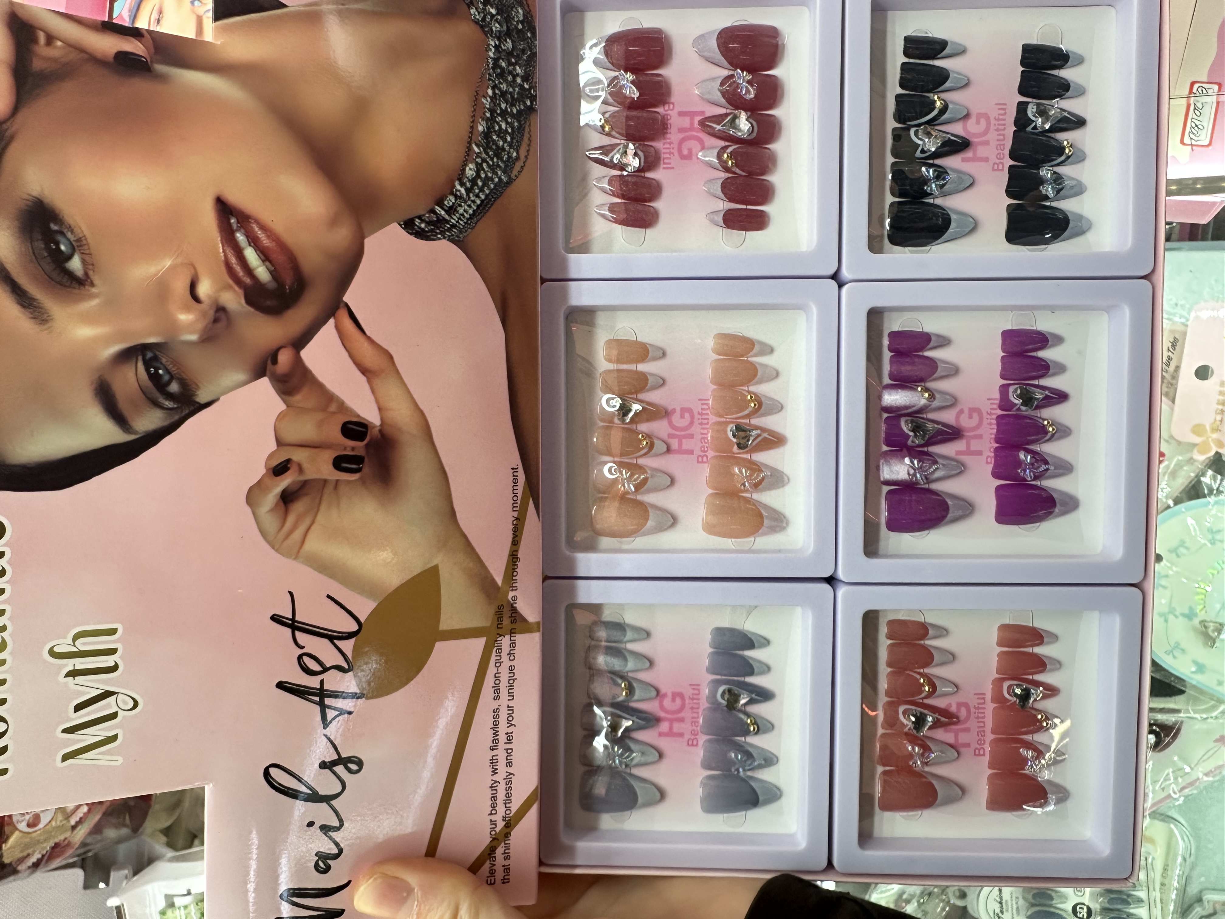 美甲贴片穿戴甲夏季欧美外贸爆款混装按压式假指甲贴片猫眼穿戴甲 礼盒包装穿戴甲