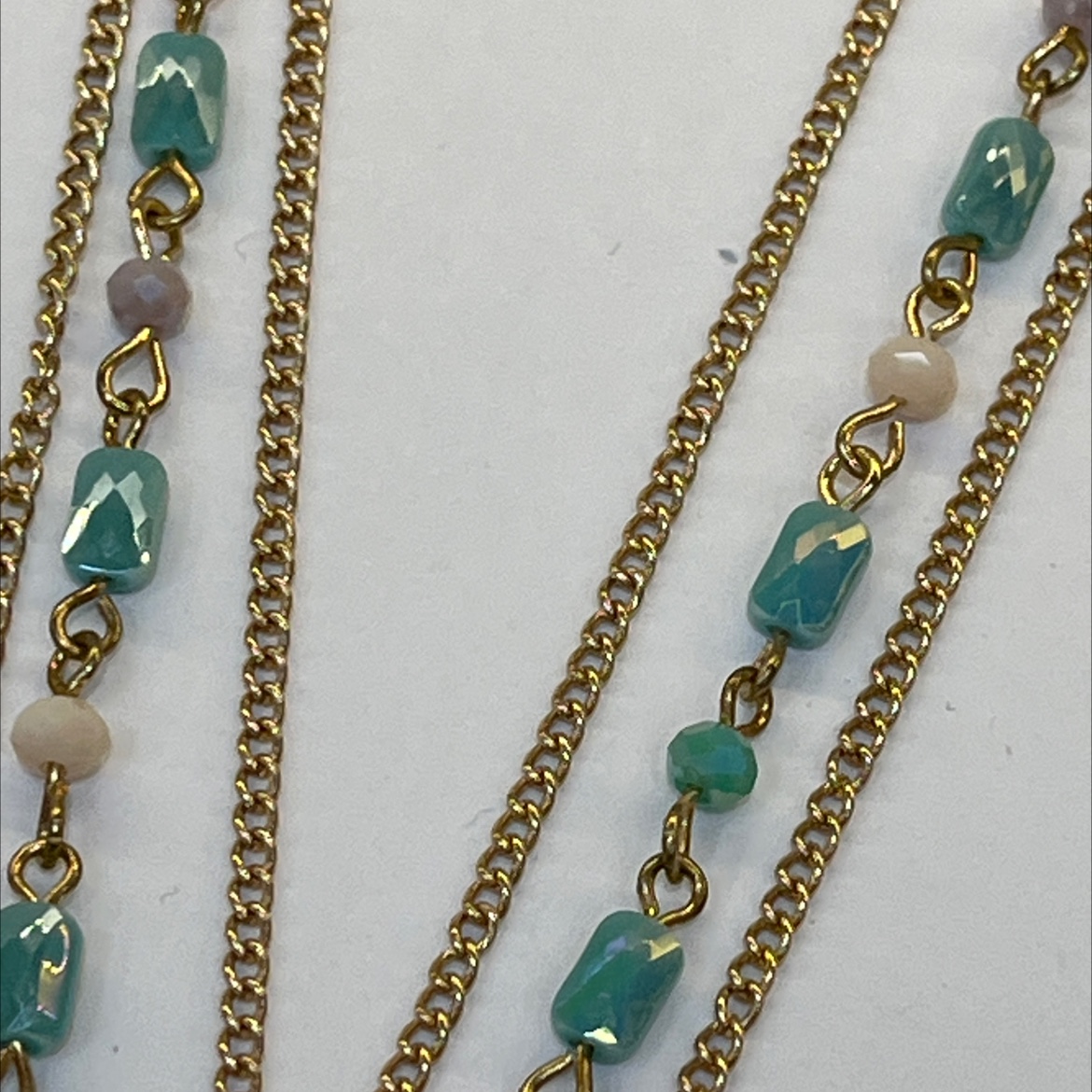 流行饰品水晶珠多条套项链白底实物图