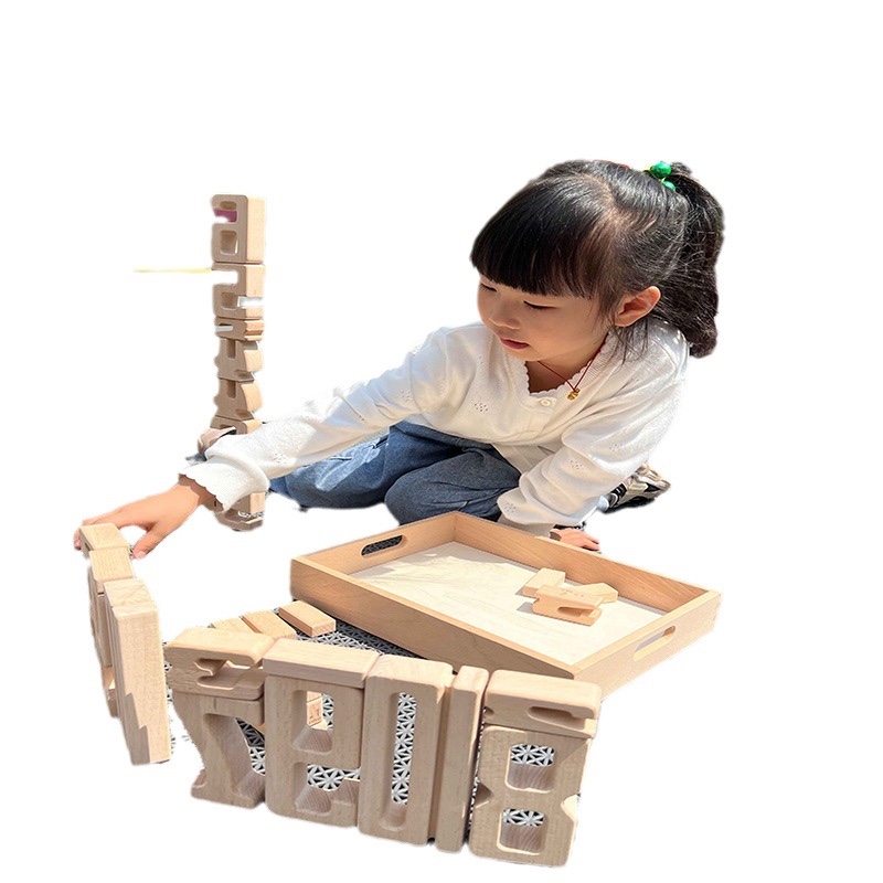 Kindergarten interlocking toys, wall decoration, versatile beaded building blocks, children's wooden wall play boards, mushroom studs Item Picture