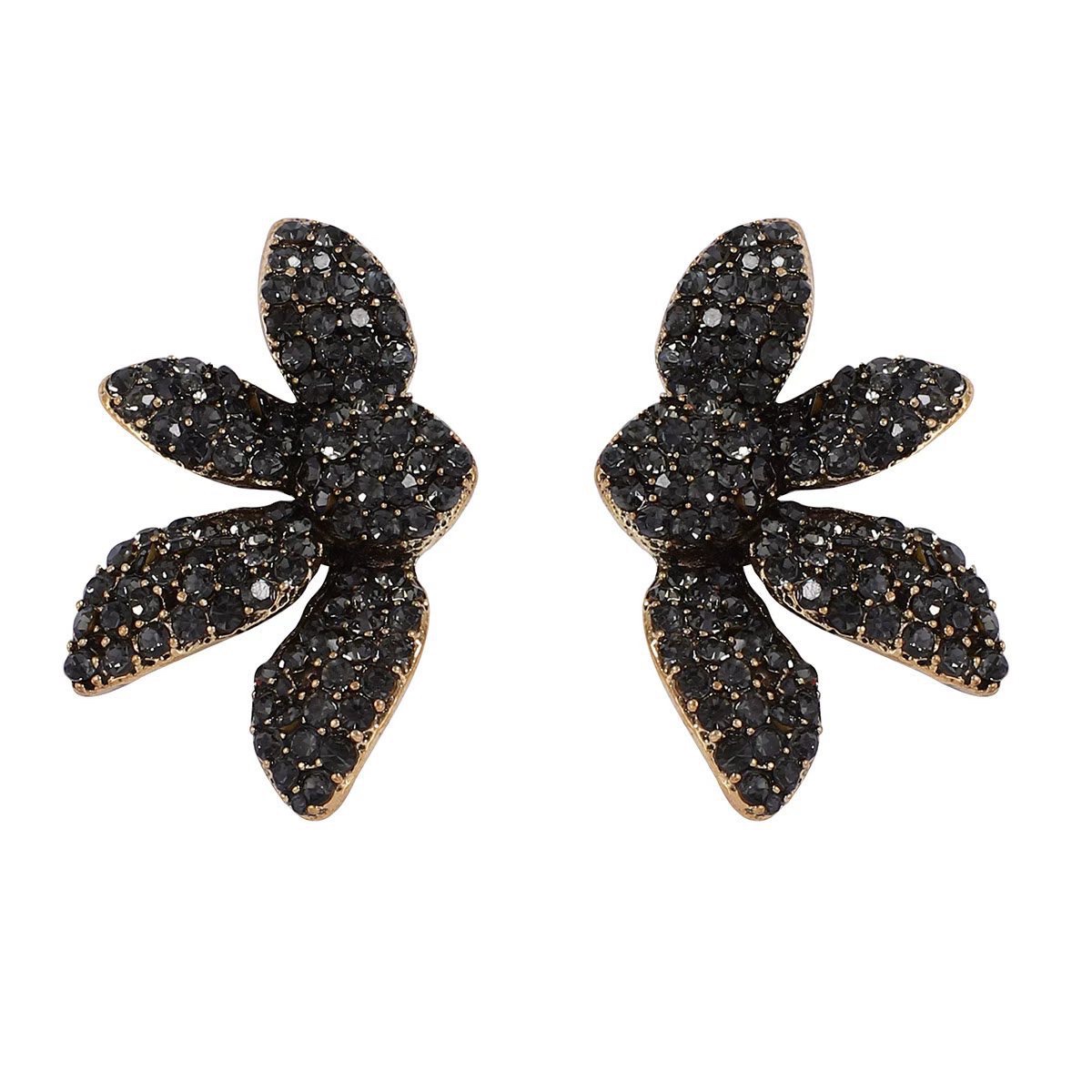 ZA跨境简约时尚气质轻奢合金满钻花朵扇形耳钉百搭日常通勤女耳饰 耳环详情图1