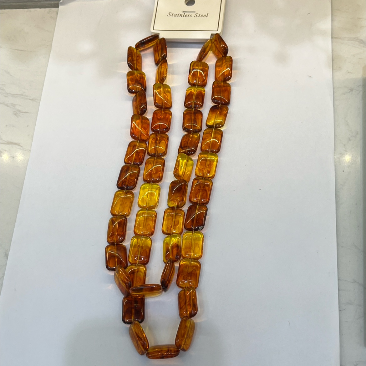 琥珀亚克力双条项链