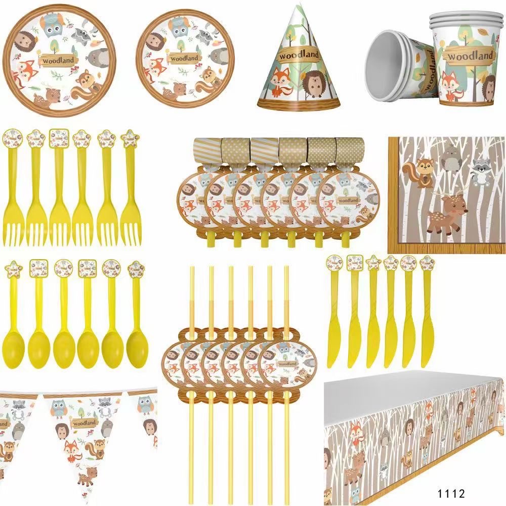 派对系列，可定制客户图案，盘子，杯子，纸巾，横幅，吸管，吹龙，桌布，喇叭，爆米花盒，糖果盒，眼镜，面具，细节图
