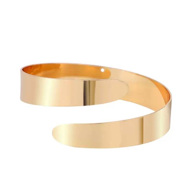 跨境不锈钢手镯轻奢高级感简约缠绕不规则手环18K金开口臂环臂镯 细节图