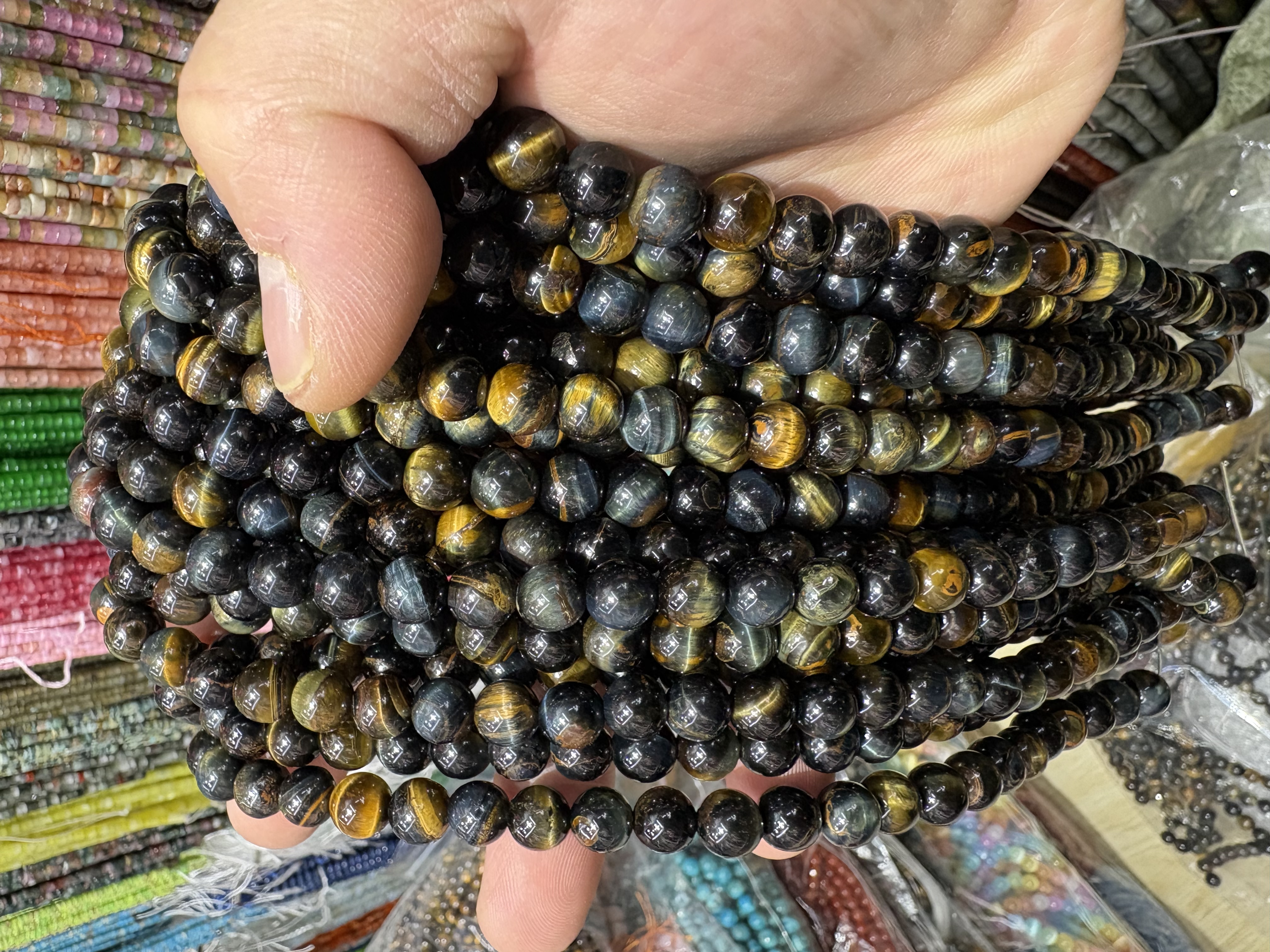 仿古琉璃珠虎眼石串珠玛瑙散珠批发天然宝石珠串材料仿古琉璃珠批发玛瑙散珠虎眼石串珠