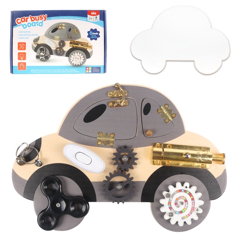 Cross-border new children's Montessori early education wooden car busy board, Montessori lock picking busy board, educational toy Item Picture