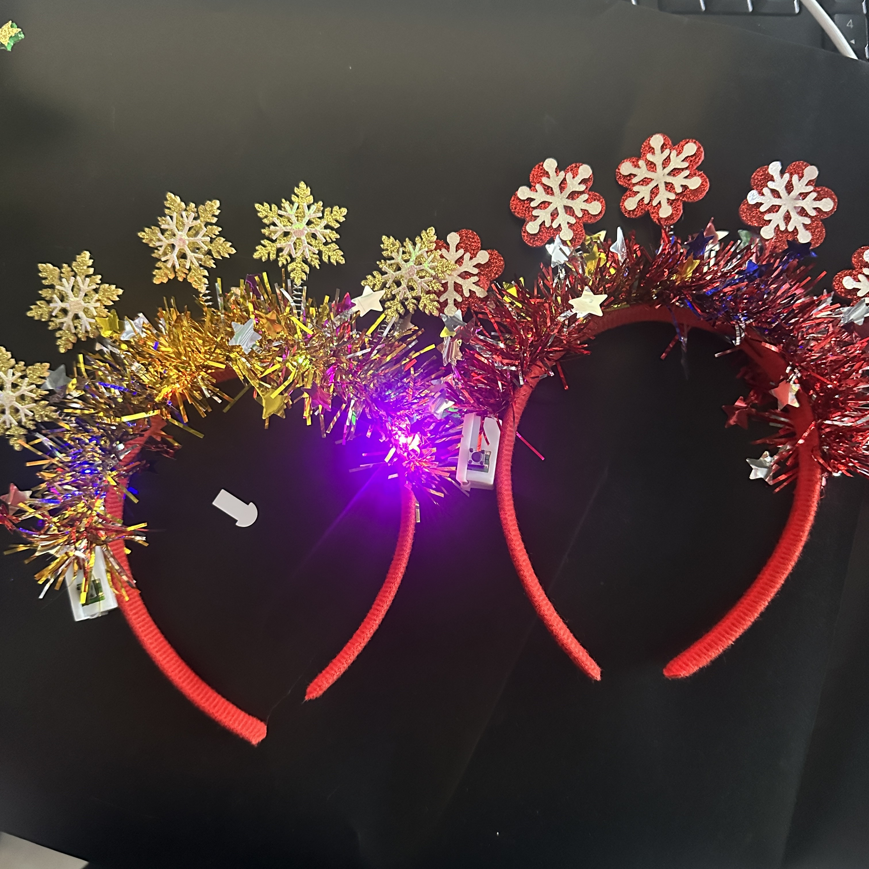 跨境新款圣诞发箍麋鹿雪人彩带儿童发箍派对演出装饰圣诞节头箍雪花发光头扣玩具2027详情图2