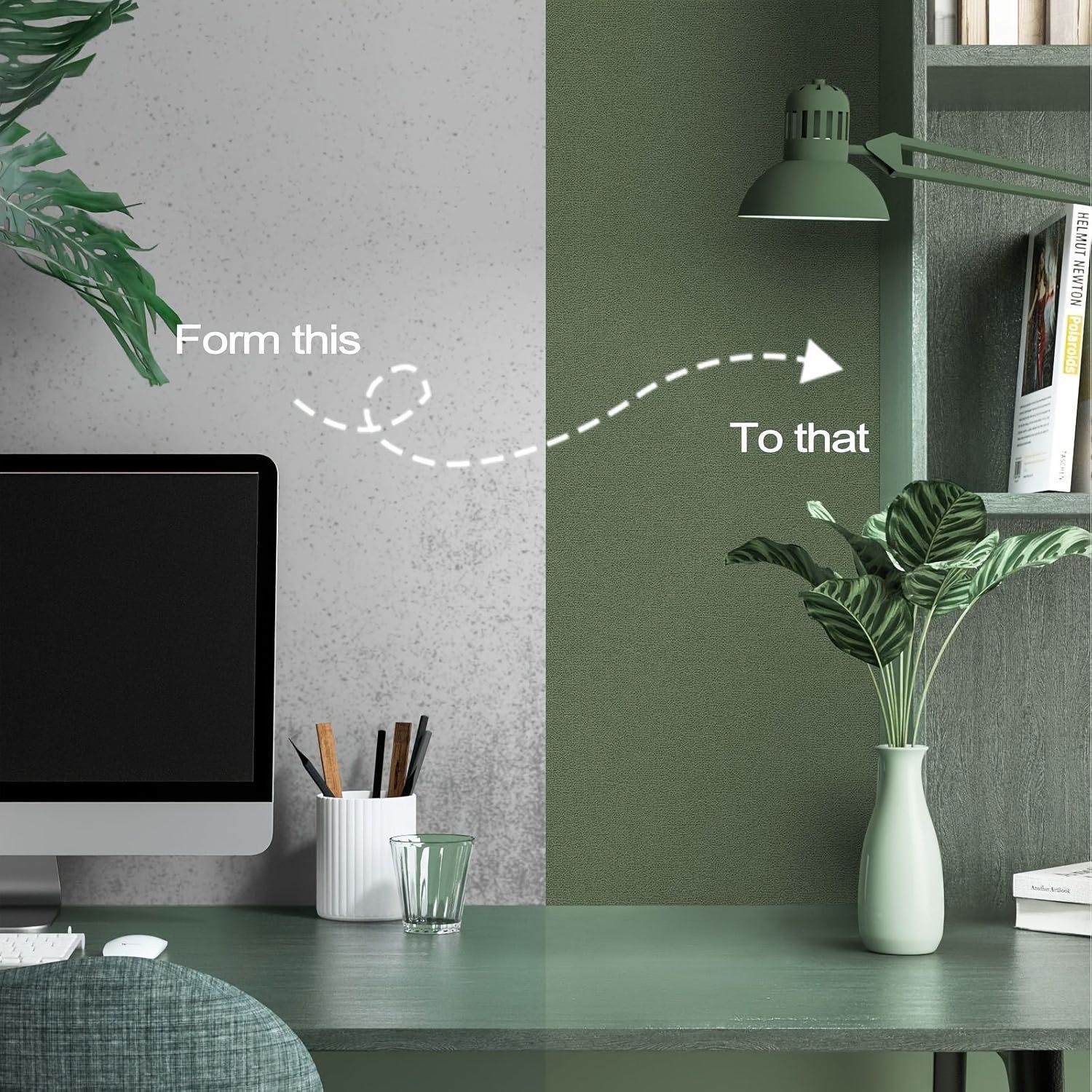 Amazon TEMU grass green peel-to-stick wallpaper - vinyl contact adhesive waterproof and mold-proof detail image 4