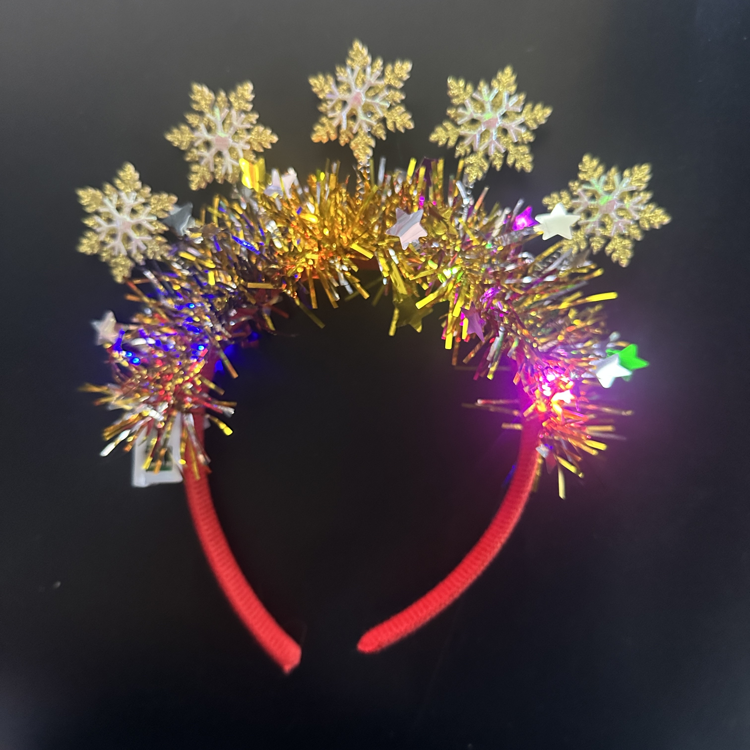 跨境新款圣诞发箍麋鹿雪人彩带儿童发箍派对演出装饰圣诞节头箍雪花发光头扣玩具2027产品图