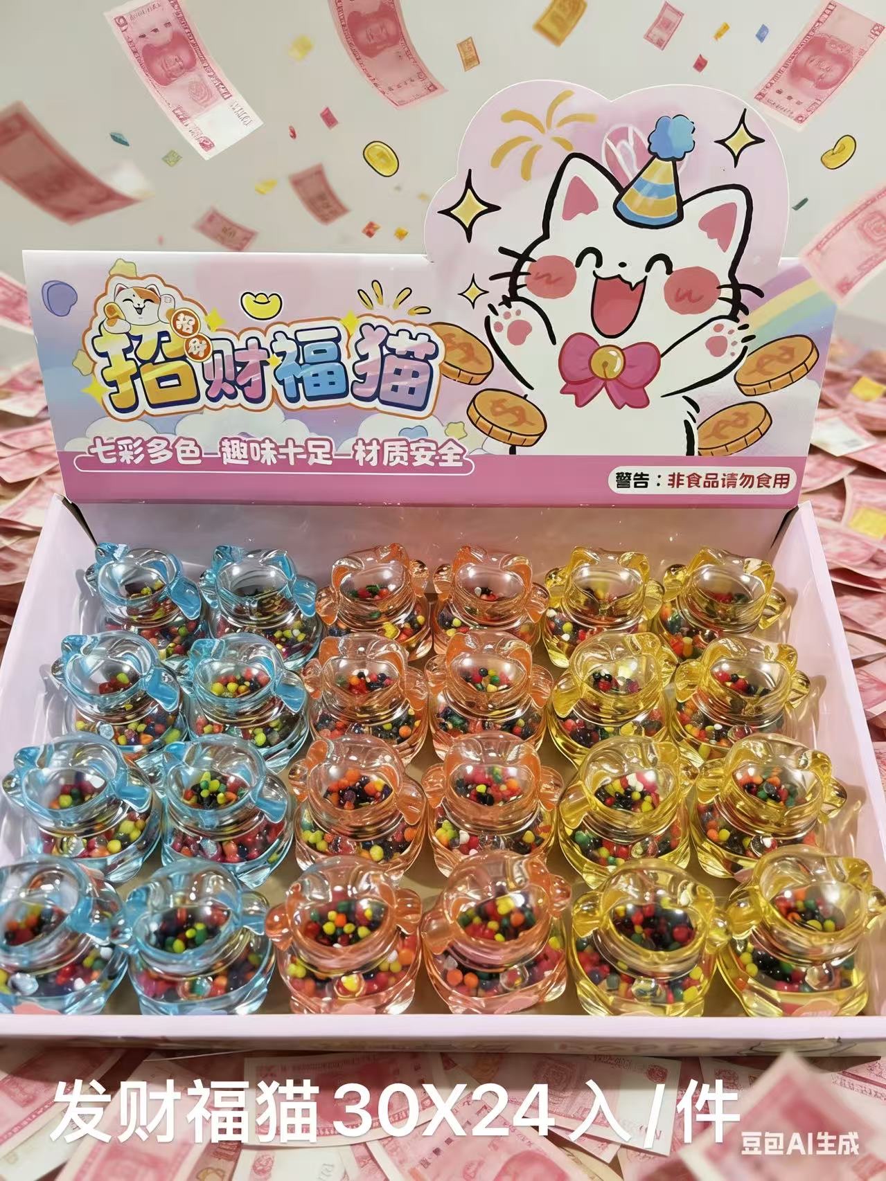 泡大珠海绵宝宝，招财猫泡大珠圆形小玩具小玩具跨境微缩小屋森林模型