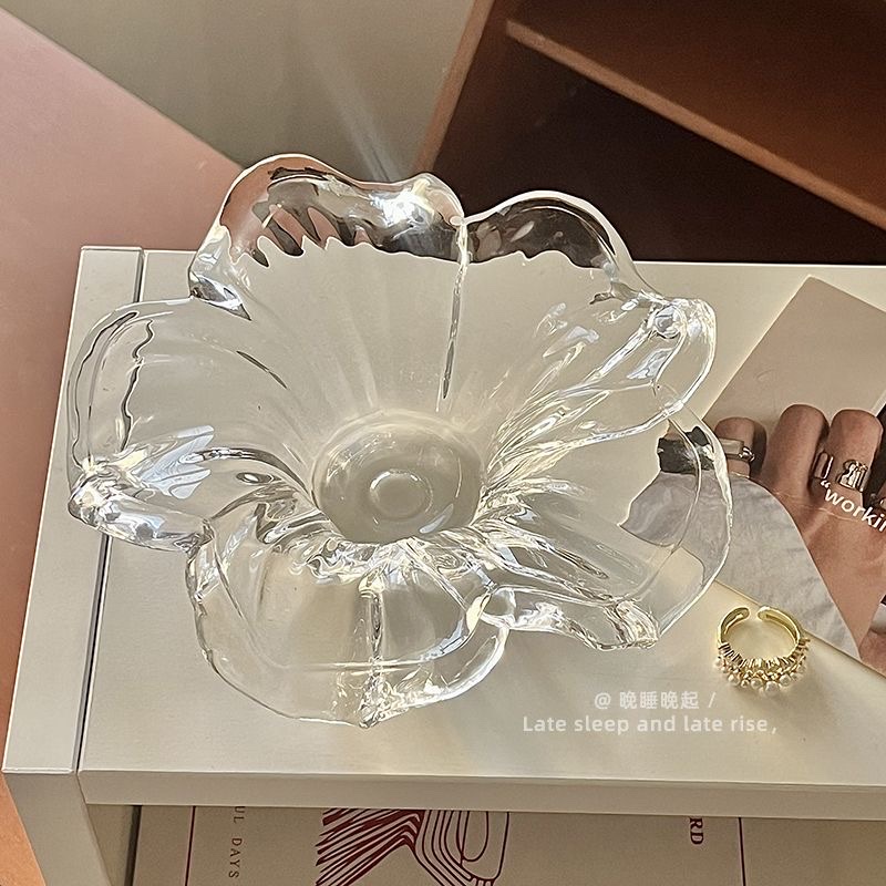 Nordic-style glass petal-shaped decorative soft furnishings, candlesticks, scented candle holders, ZK165 petal-shaped glass decorative items pic 4