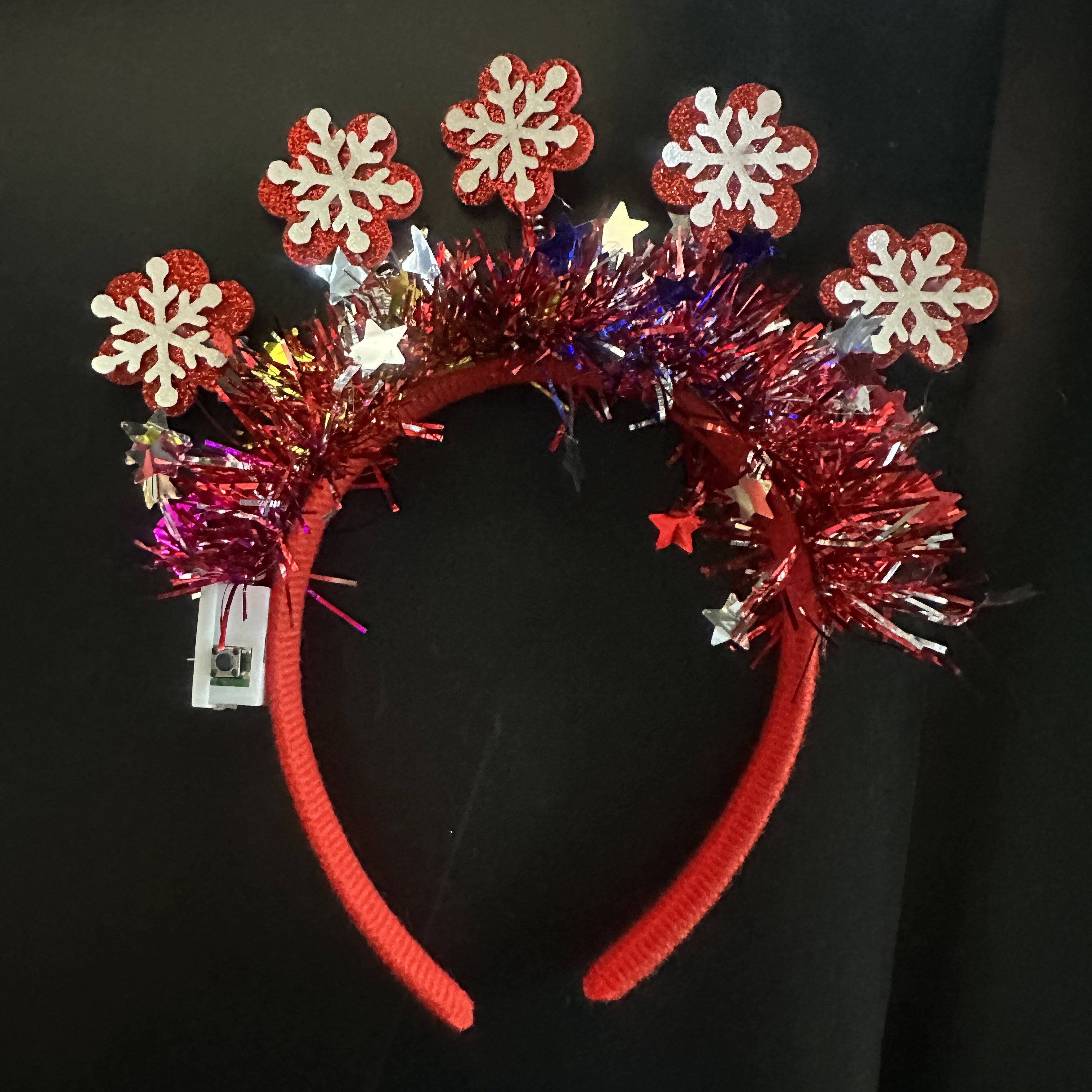 跨境新款圣诞发箍麋鹿雪人彩带儿童发箍派对演出装饰圣诞节头箍雪花发光头扣玩具2027细节图