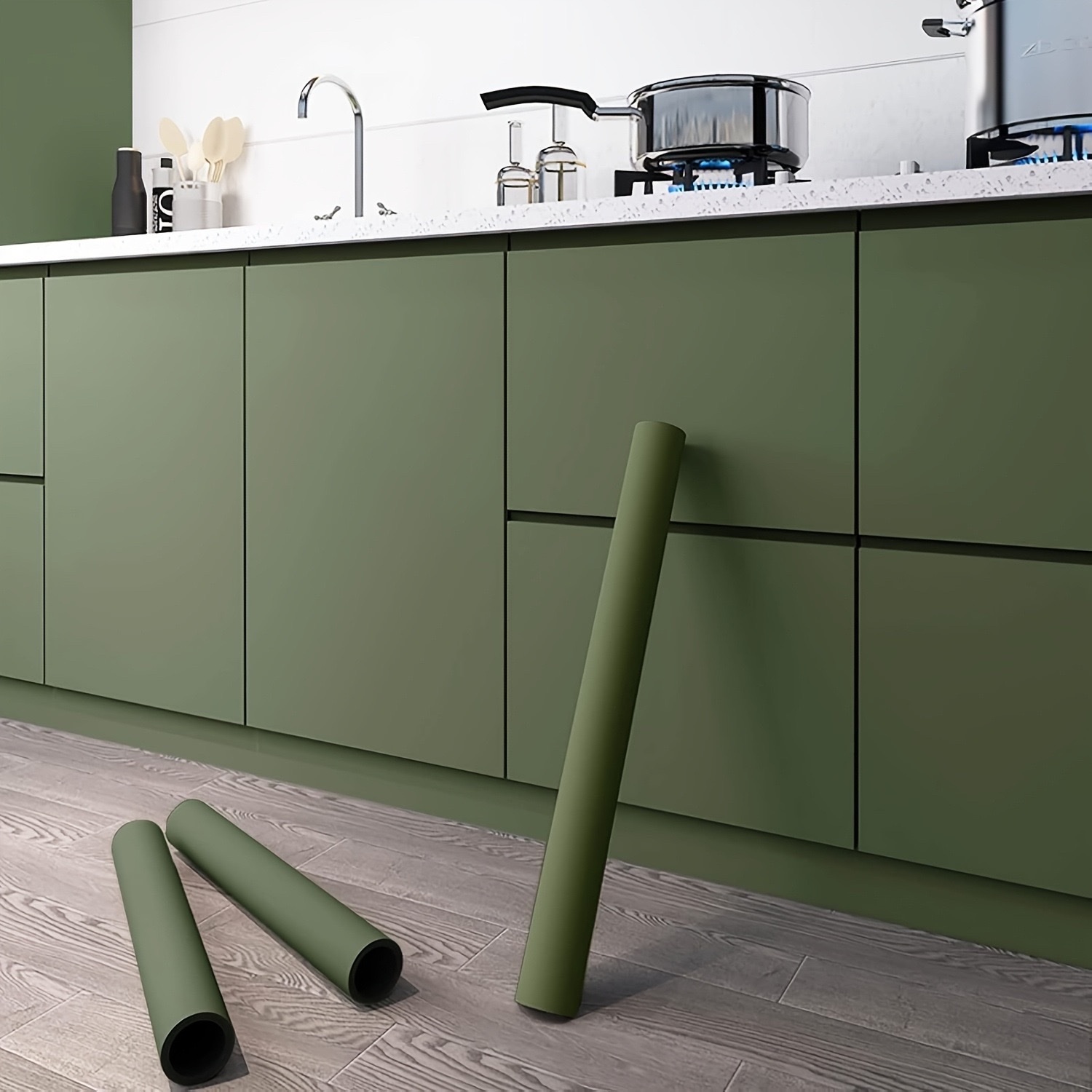 Amazon TEMU grass green peel-to-stick wallpaper - vinyl contact adhesive waterproof and mold-proof details Picture